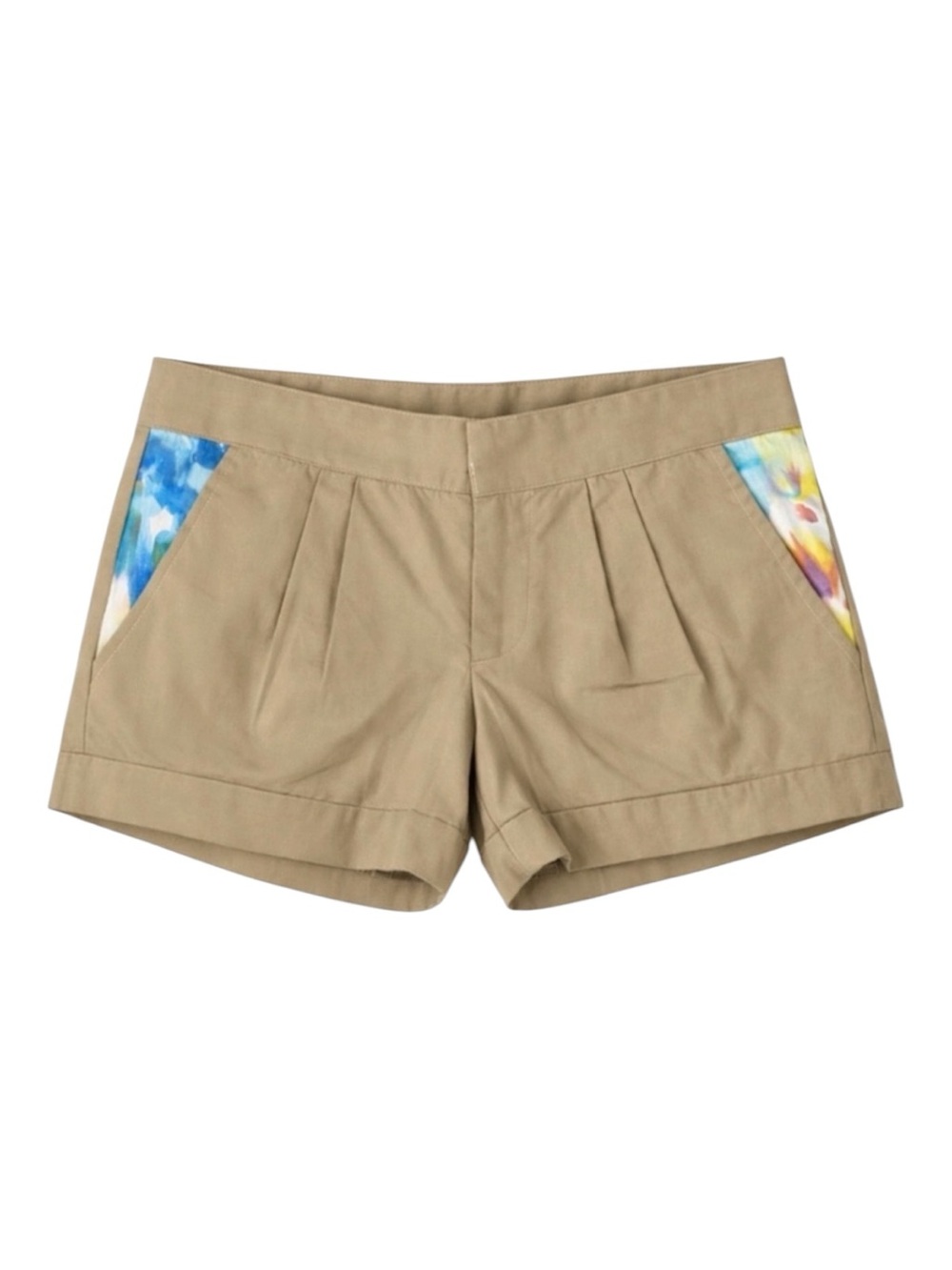 Wren Tailored Shorts Khaki NWT Feminine Floral Detail Size S